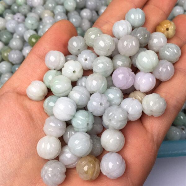 20 pcs / 50 pcs pumpkin shape genuine natural jadeite bead, jade bead, round bead - Image 4