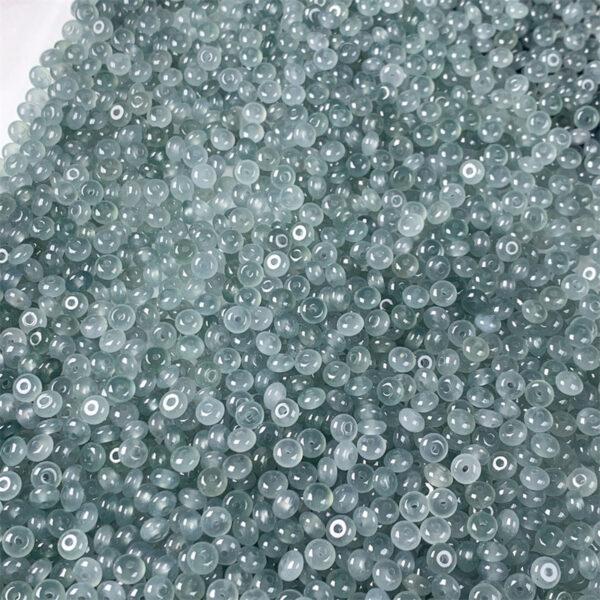 donut bead, rondelle bead, jade bead, jadeite bead, icy bead, blue bead, clear bead - Image 5