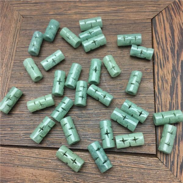 pillar bead, jade tube, jadeite bead, jade bead,cross flower bead, oily bead, green bead - Image 5