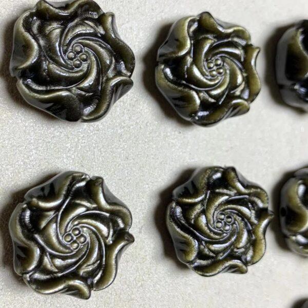 5 pcs / 10 pcs peony flower shape natural obsidian bead - Image 6