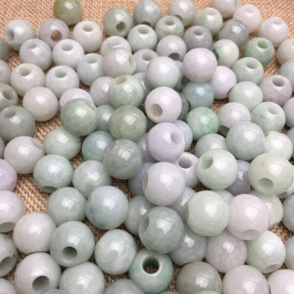 50 pcs / 100 pcs big hole round shape genuine natural jadeite bead, jade bead - Image 5