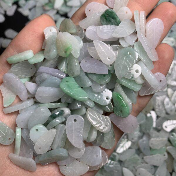 100 pcs leaf shape genuine natural jadeite charm, jade charm, jade bead, jadeite bead - Image 2