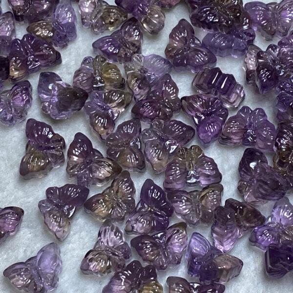 butterfly shape natural ametrine bead, purple bead, yellow bead, clear bead - Image 6