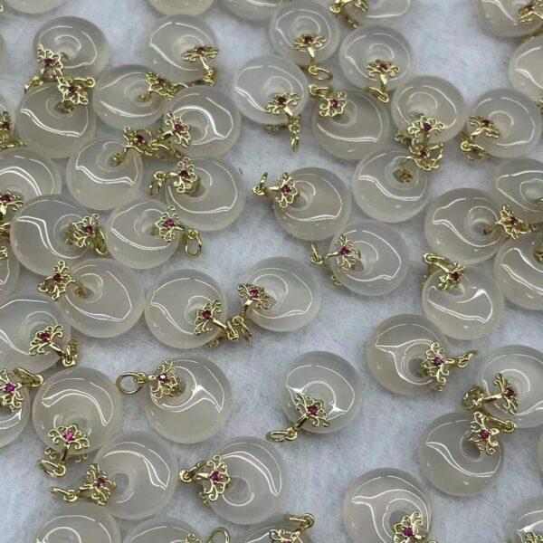 eccentric ring shape natural white agate charm, agate bead - Image 5