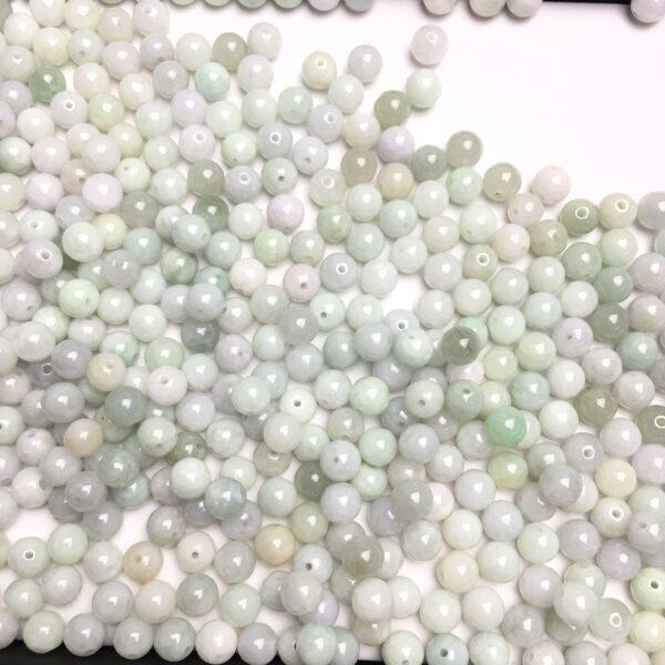 100 beads, round bead, jade bead, jadeite bead, white bead, green bead - Image 5