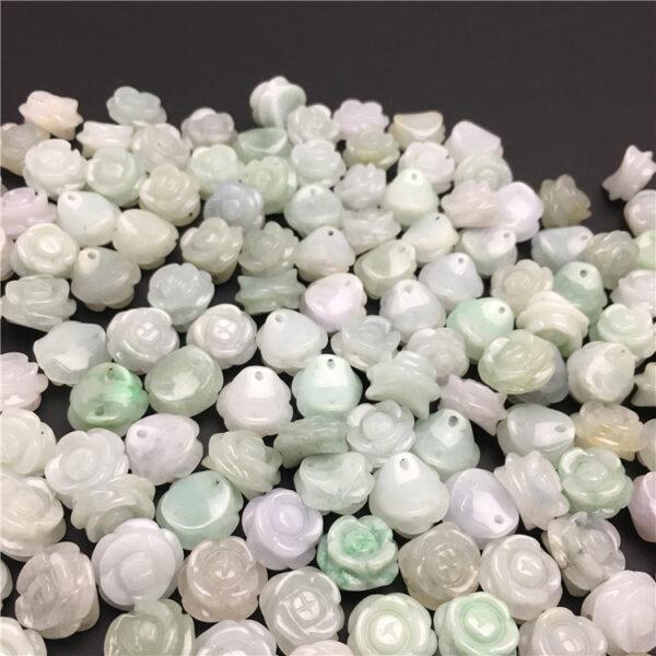 5 pcs / 10 pcs rose flower shape genuine natural jadeite bead, ring gemstone - Image 5