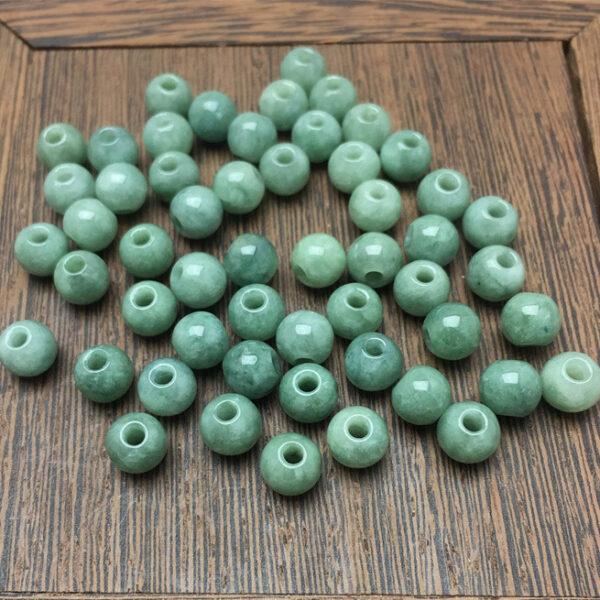 50 pcs / 100 pcs round shape big hole genuine natural green jadeite bead, jade bead - Image 5