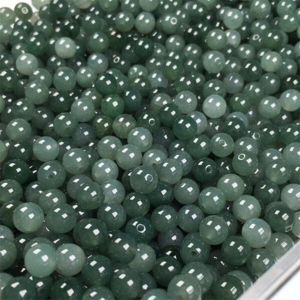 50 beads, round bead, jade bead, jadeite bead, green bead, clear bead, icy bead - Image 5