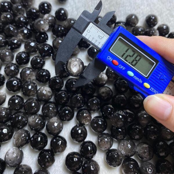 5 pcs / 10 pcs dimple pattern round shape natural silver obsidian bead - Image 6