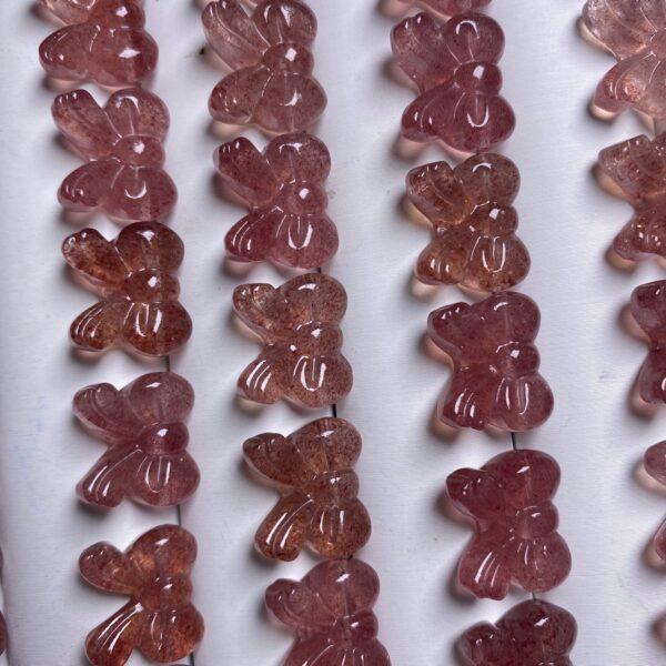 5 pcs / 10 pcs bow tie shape natural strawberry quartz bead - Image 5