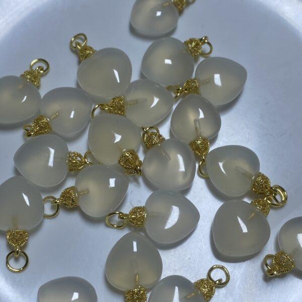 5 pcs / 10 pcs heart shape natural white agate charm, agate bead - Image 5