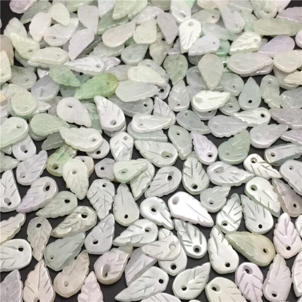 50 pcs leaf shape genuine natural jadeite charm, jade charm, jadeite bead, jade bead - Image 5