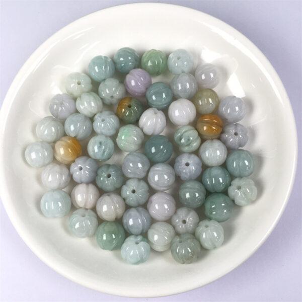 20 pcs / 50 pcs pumpkin shape genuine natural jadeite bead, jade bead, round bead - Image 5