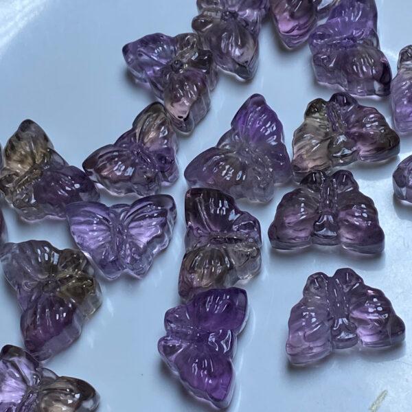 butterfly shape natural ametrine bead, purple bead, yellow bead, clear bead - Image 5