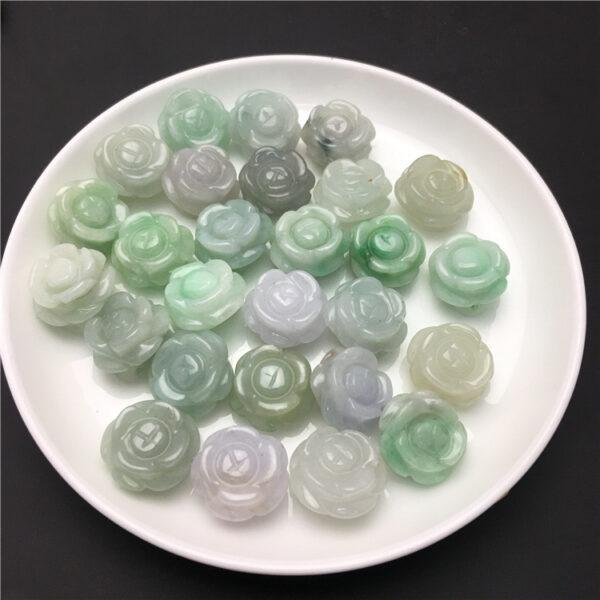 5 pcs / 10 pcs rose flower shape genuine natural jadeite bead, ring gemstone - Image 6