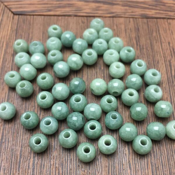 50 pcs / 100 pcs round shape big hole genuine natural green jadeite bead, jade bead - Image 6