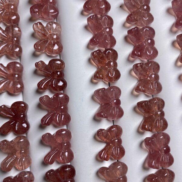 5 pcs / 10 pcs bow tie shape natural strawberry quartz bead - Image 6