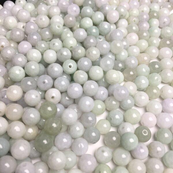 100 beads, round bead, jade bead, jadeite bead, white bead, green bead - Image 6