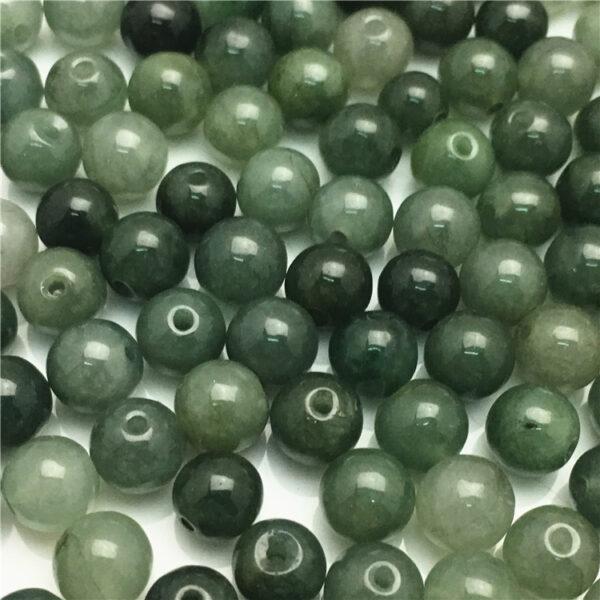 50 beads, round bead, jade bead, jadeite bead, oily bead, green bead - Image 6