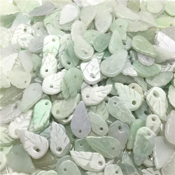 50 pcs leaf shape genuine natural jadeite charm, jade charm, jadeite bead, jade bead - Image 6