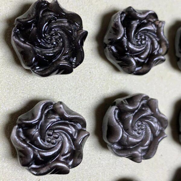 5 pcs / 10 pcs peony flower shape natural obsidian bead - Image 7