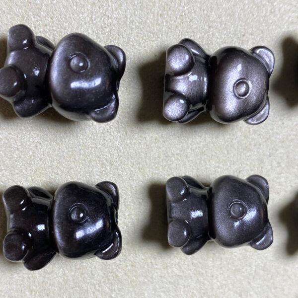 5 pcs / 10 pcs cute bear shape natural obsidian bead - Image 6