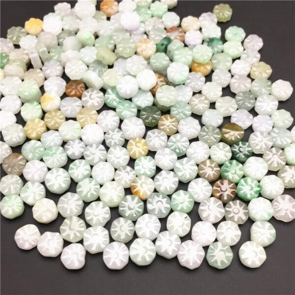30 pcs / 50 pcs oblate round flower shape genuine natural colorful jadeite bead, jade bead - Image 6