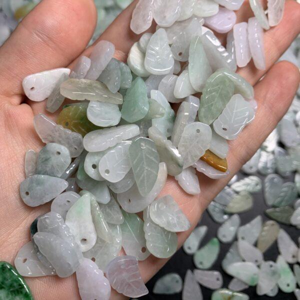 100 pcs leaf shape genuine natural jadeite charm, jade charm, jade bead, jadeite bead - Image 3