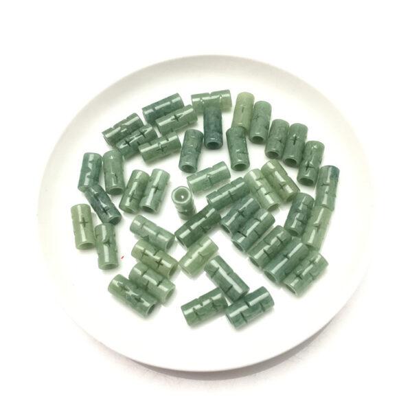 pillar bead, jade tube, jadeite bead, jade bead,cross flower bead, oily bead, green bead - Image 7