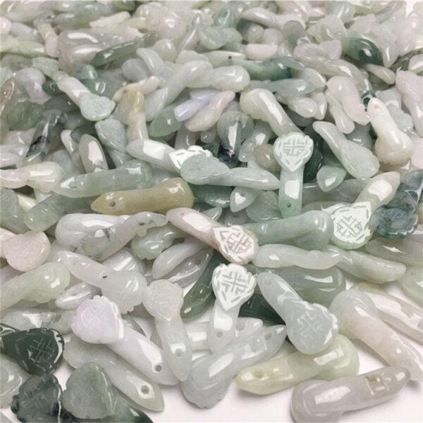 5 pcs / 10 pcs ruyi shape genuine natural jadeite charm, jade charm, jade bead, jadeite bead - Image 7