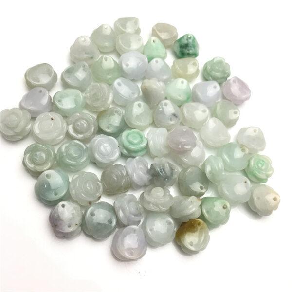 5 pcs / 10 pcs rose flower shape genuine natural jadeite bead, ring gemstone - Image 7
