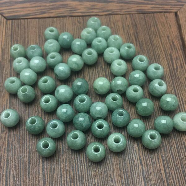 50 pcs / 100 pcs round shape big hole genuine natural green jadeite bead, jade bead - Image 7