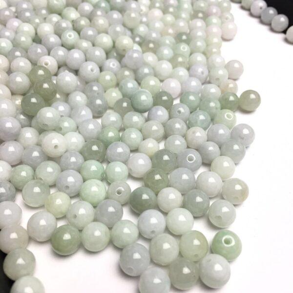 100 beads, round bead, jade bead, jadeite bead, white bead, green bead - Image 7