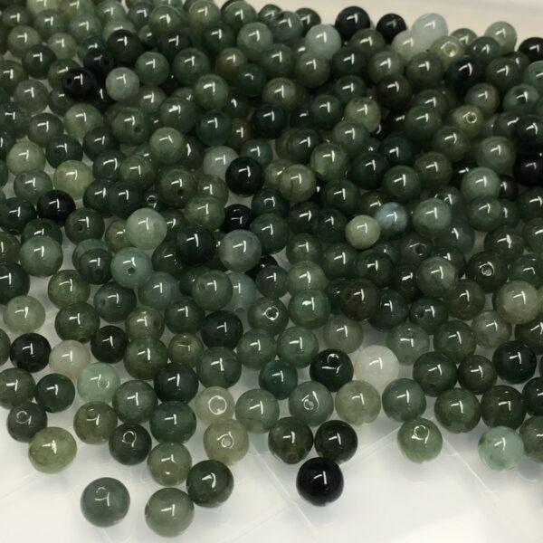 50 beads, round bead, jade bead, jadeite bead, oily bead, green bead - Image 7