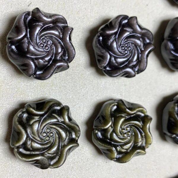 5 pcs / 10 pcs peony flower shape natural obsidian bead - Image 8