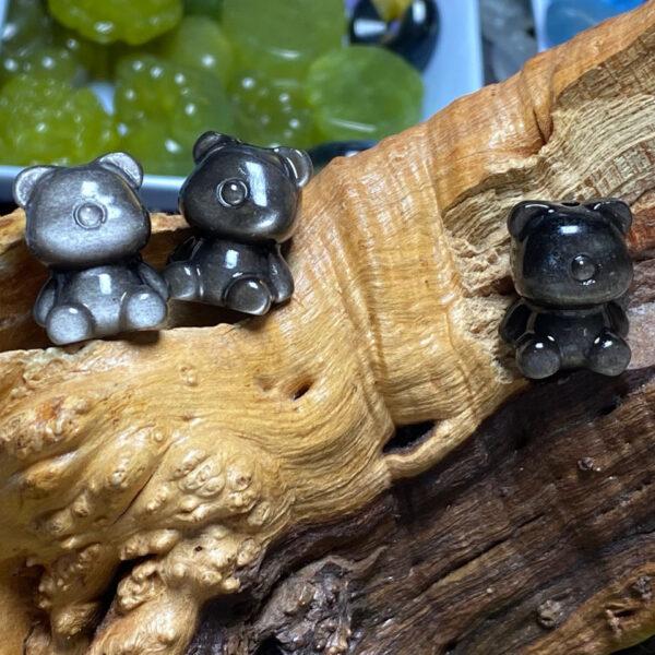 5 pcs / 10 pcs cute bear shape natural obsidian bead - Image 7
