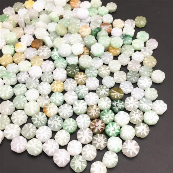 30 pcs / 50 pcs oblate round flower shape genuine natural colorful jadeite bead, jade bead - Image 7
