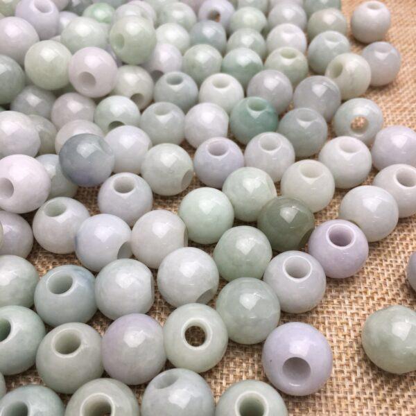 50 pcs / 100 pcs big hole round shape genuine natural jadeite bead, jade bead - Image 7