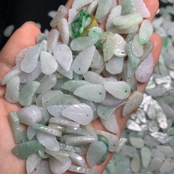 100 pcs leaf shape genuine natural jadeite charm, jade charm, jade bead, jadeite bead - Image 4