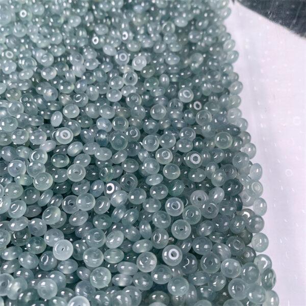 donut bead, rondelle bead, jade bead, jadeite bead, icy bead, blue bead, clear bead - Image 7