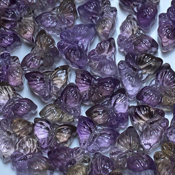 butterfly shape natural ametrine bead, purple bead, yellow bead, clear bead - Image 4