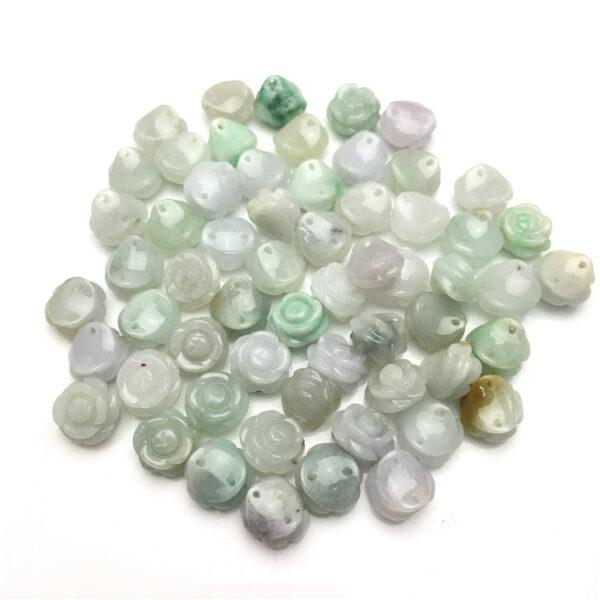 5 pcs / 10 pcs rose flower shape genuine natural jadeite bead, ring gemstone - Image 8