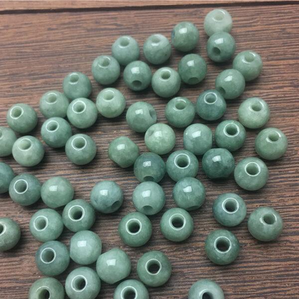 50 pcs / 100 pcs round shape big hole genuine natural green jadeite bead, jade bead - Image 8