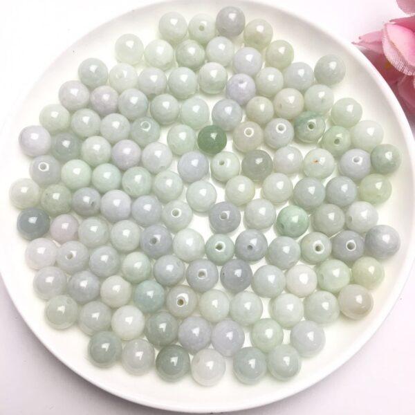 100 beads, round bead, jade bead, jadeite bead, white bead, green bead - Image 8