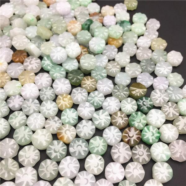 30 pcs / 50 pcs oblate round flower shape genuine natural colorful jadeite bead, jade bead - Image 8
