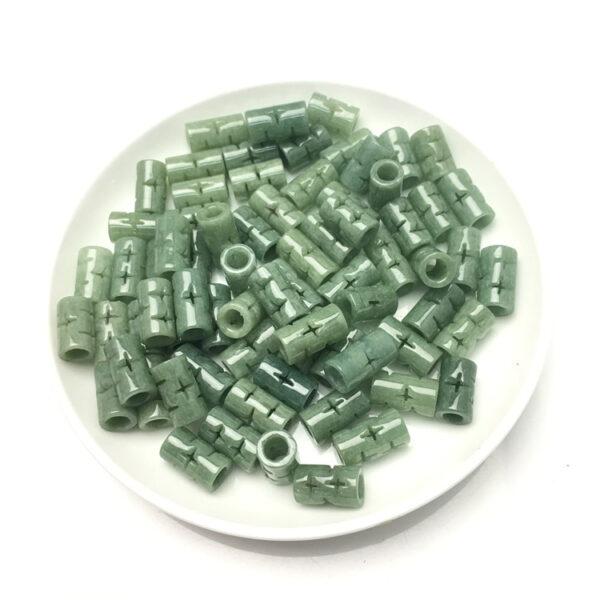 pillar bead, jade tube, jadeite bead, jade bead,cross flower bead, oily bead, green bead - Image 8