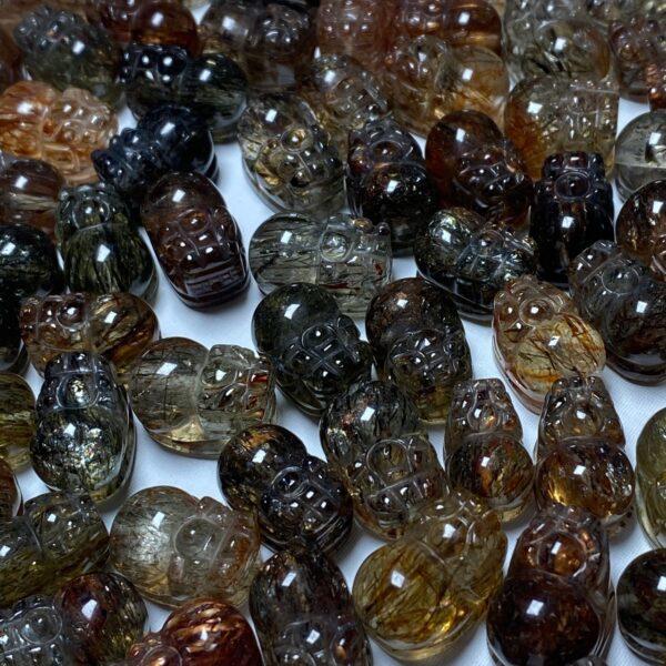 2 pcs / 5 pcs pixiu animal shape natural super seven black crystal bead - Image 9