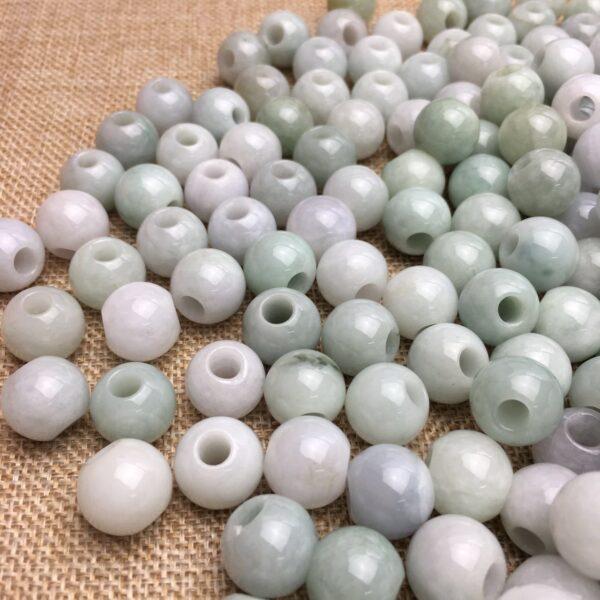 50 pcs / 100 pcs big hole round shape genuine natural jadeite bead, jade bead - Image 9
