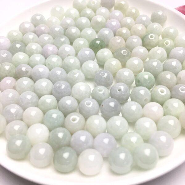 100 beads, round bead, jade bead, jadeite bead, white bead, green bead - Image 9