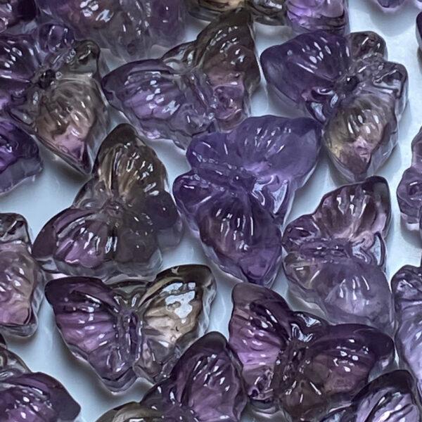 butterfly shape natural ametrine bead, purple bead, yellow bead, clear bead - Image 3